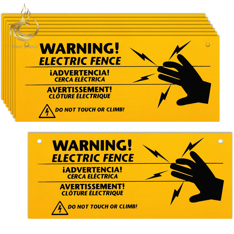 Blulu 8 Pieces Electric Fence Warning Signs 10 x 4 Inch Plastic Danger Electric Fence Safe Signs Cau